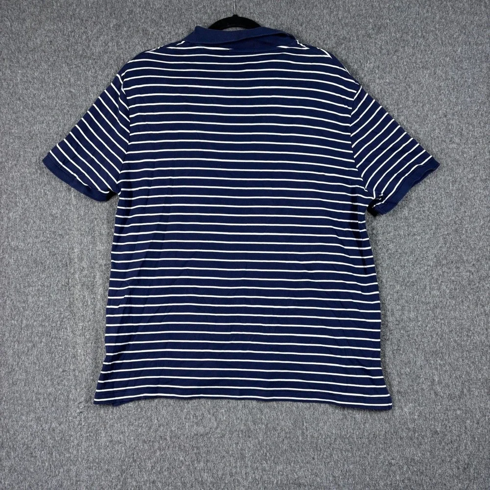Polo Ralph Lauren Mens XL Custom Slim Fit Striped Polo Shirt Navy White Logo